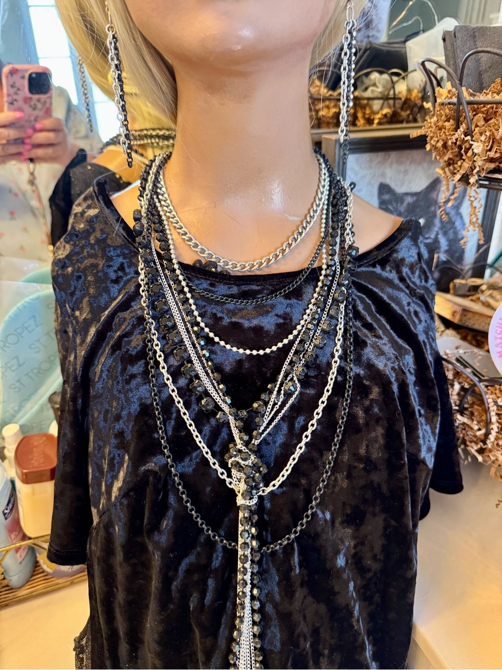 Vintage Y2K Charming Charlie Gothic Layered Necklace & Earring Set